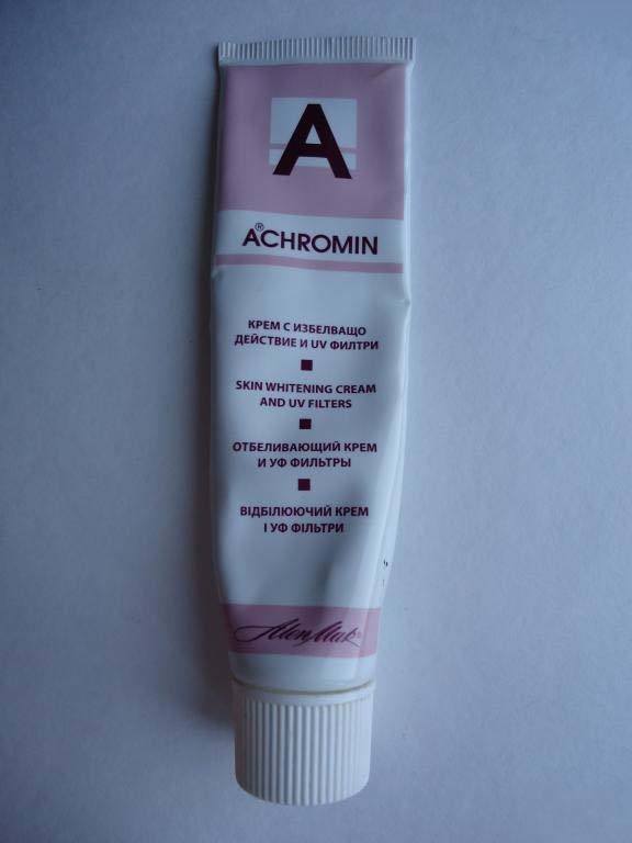 Ахромин крем отбеливающий купить. Ахромин с гидрохиноном. Achromin отбеливающий крем. Крем ахромин от пигментных пятен. Крем achromin болгарский.